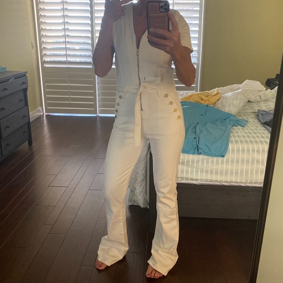NEW Ramy Brook white denim Helena jumpsuit - Picture 1 of 16